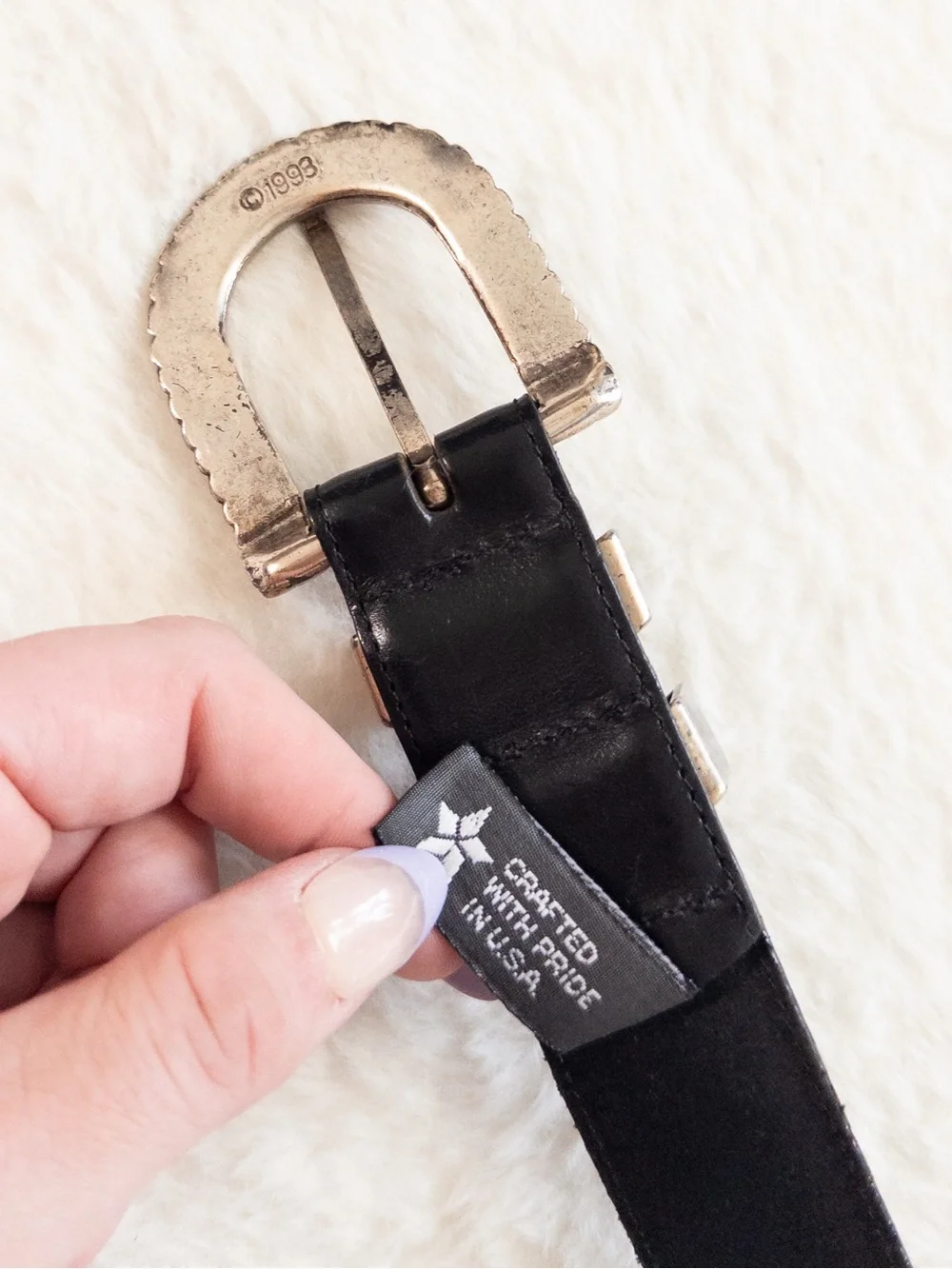 Vintage Brighton Black Leather Belt • Silver Rope Buckle • Size L
